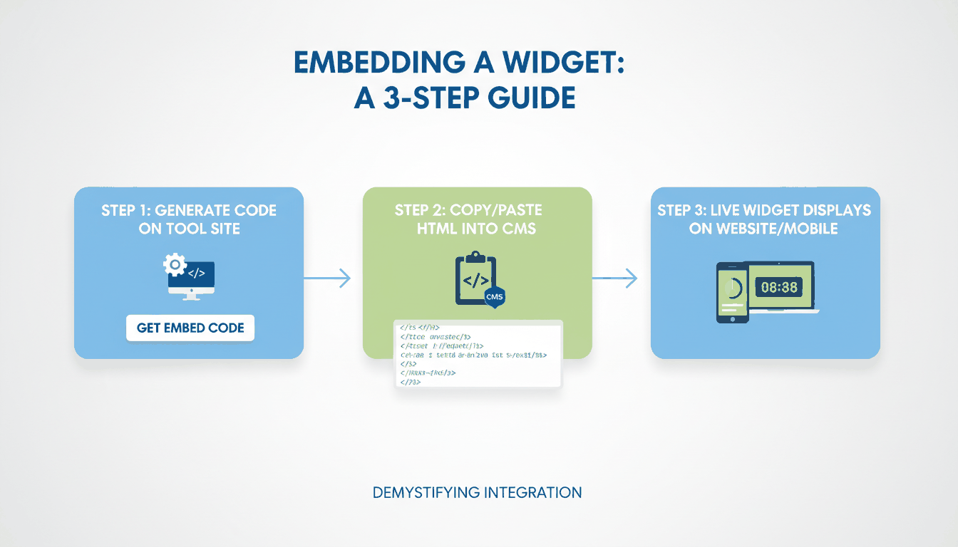 How an embeddable widget works from code snippet to live website display