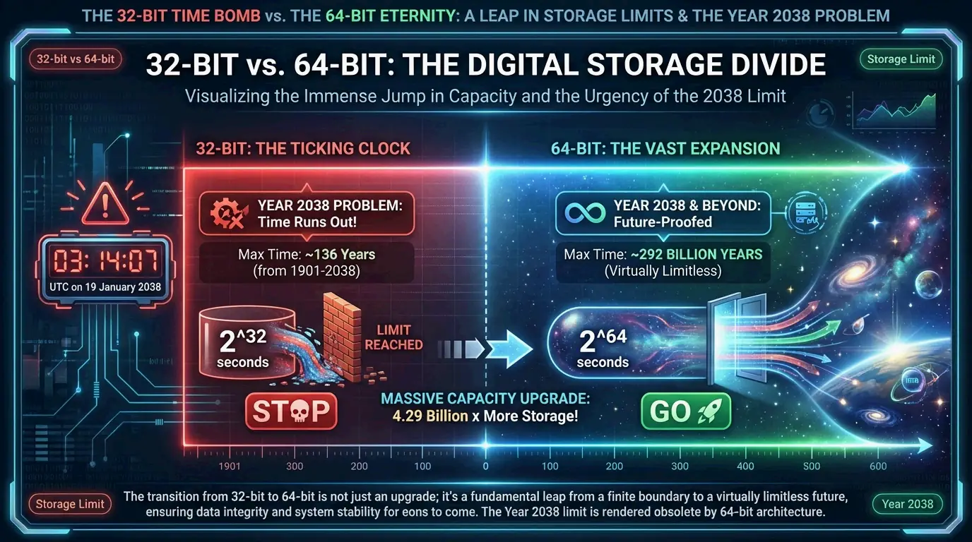 32位与64位时间存储容量的极端对比